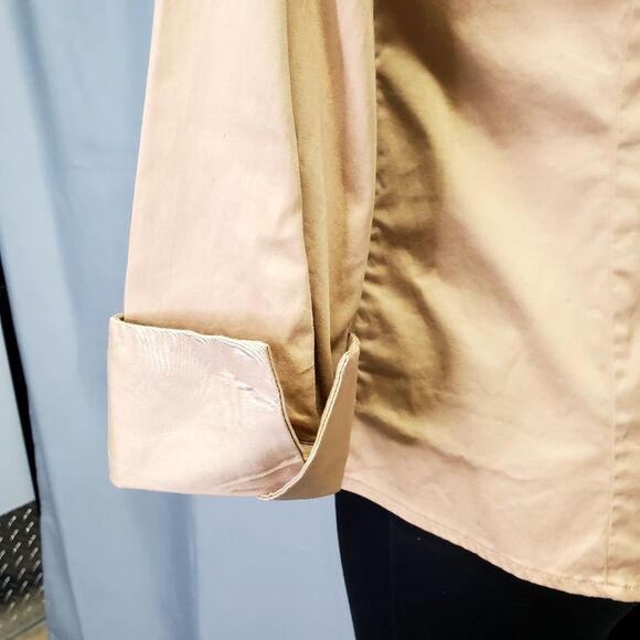 Banana Republic Camel Talilored Button Down Shirt 3/4 Sleeves Size Small - Picture 4 of 6